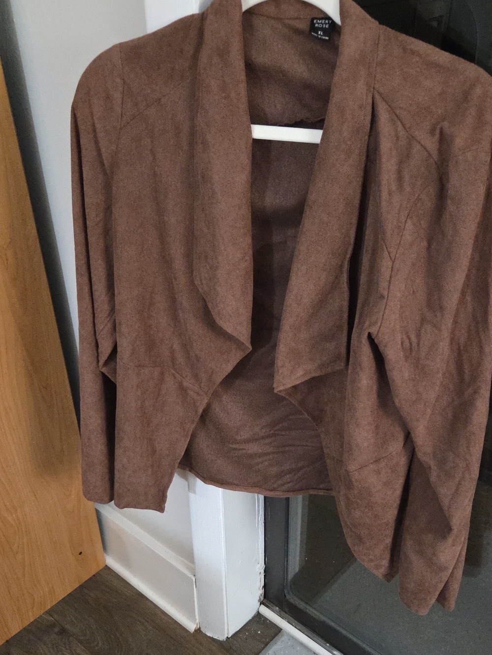 Emily Rose Brown Draped Open-Front Jacket